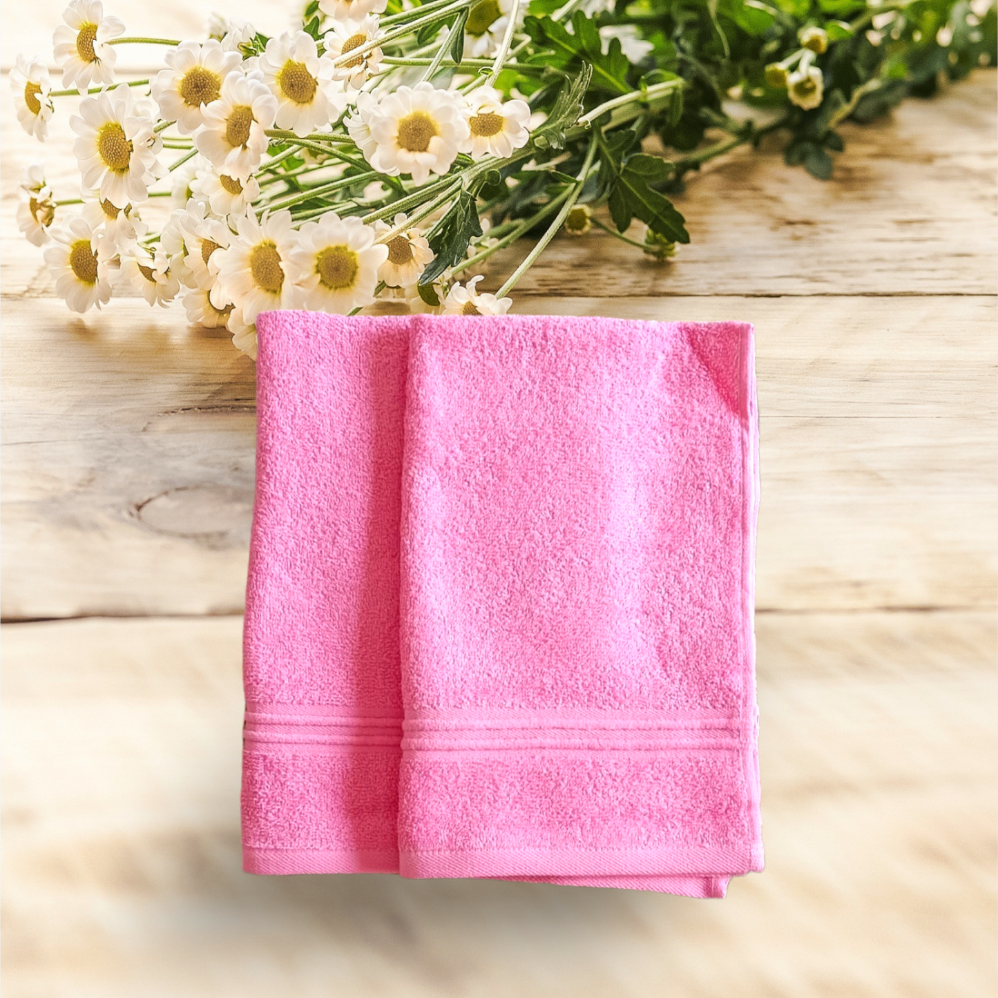 Premium Cotton Hand Towels- Light Pink (Pair)