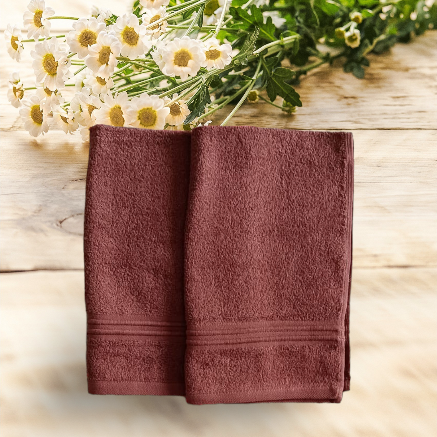 Premium Cotton Hand Towels- Dark Brown (Pair)