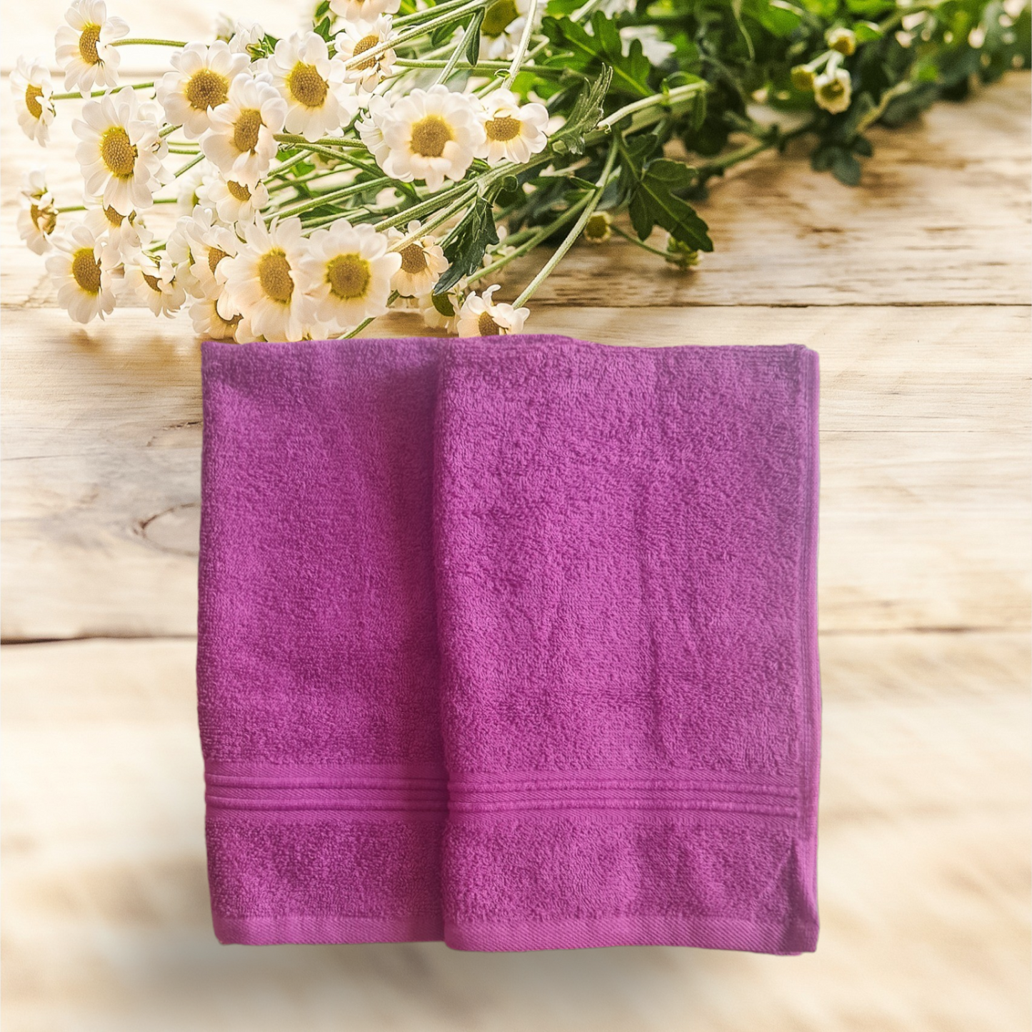 Premium Cotton Hand Towels- Deep Pink (Pair)