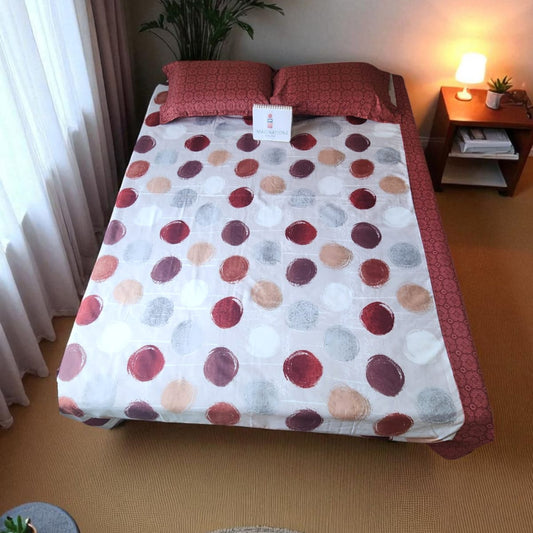 Geometric King Glaze Cotton Bedsheet — Multicolour-M01
