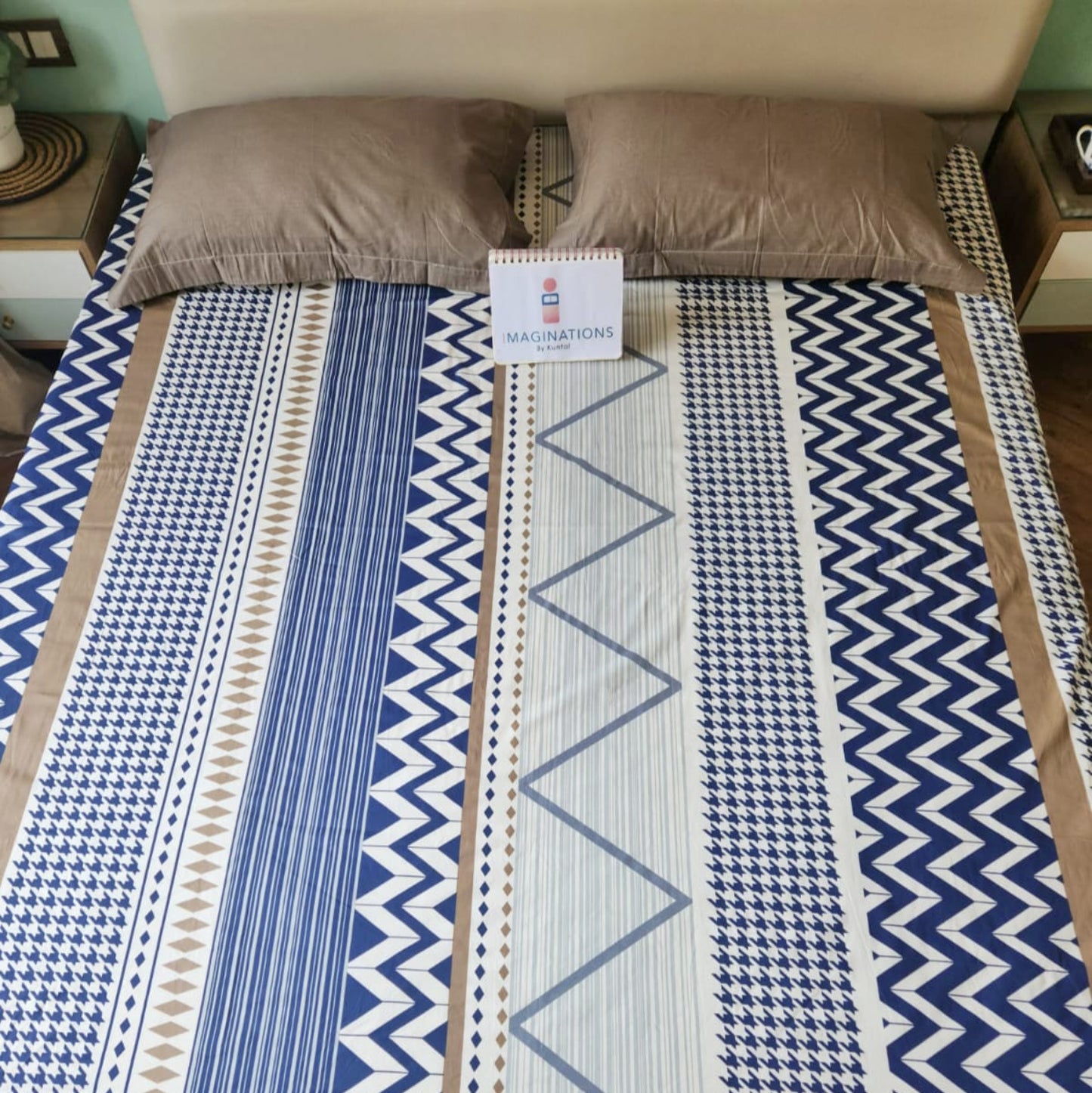 Geometric King Pure Cotton Bedsheet — Multicolour-M02