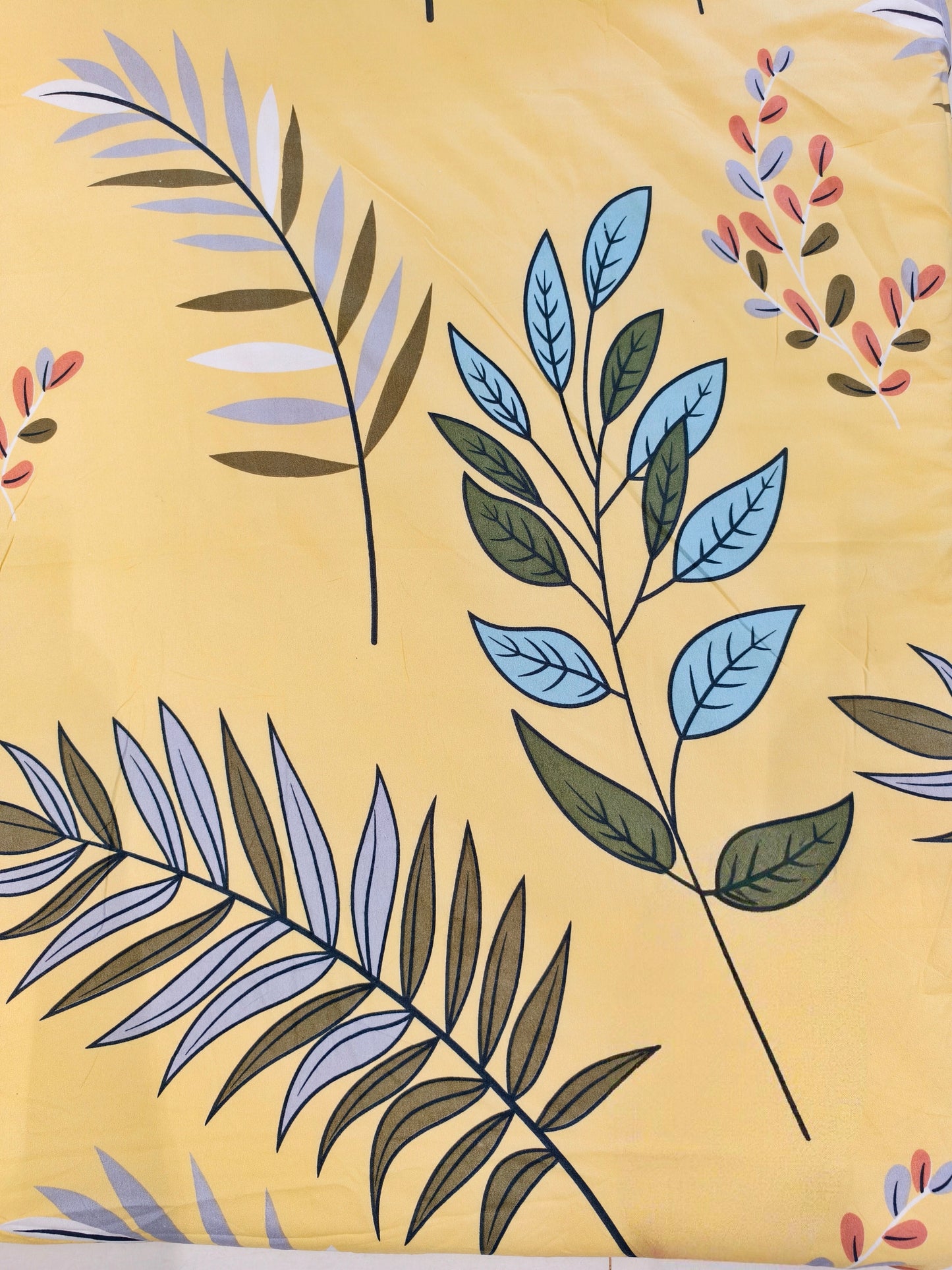 Floral Single Glaze  Cotton Bedsheet — Yellow