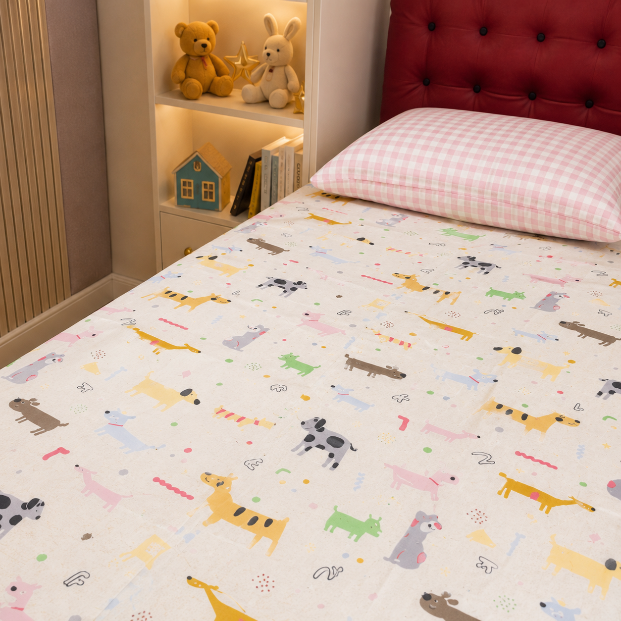 Kids Single Pure  Cotton Bedsheet — Puppy Love
