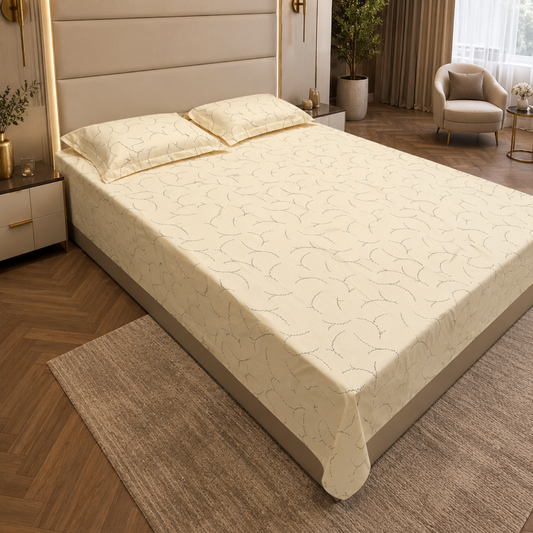GeometricKing Pure Cotton Bedsheet — Pastel Yellow