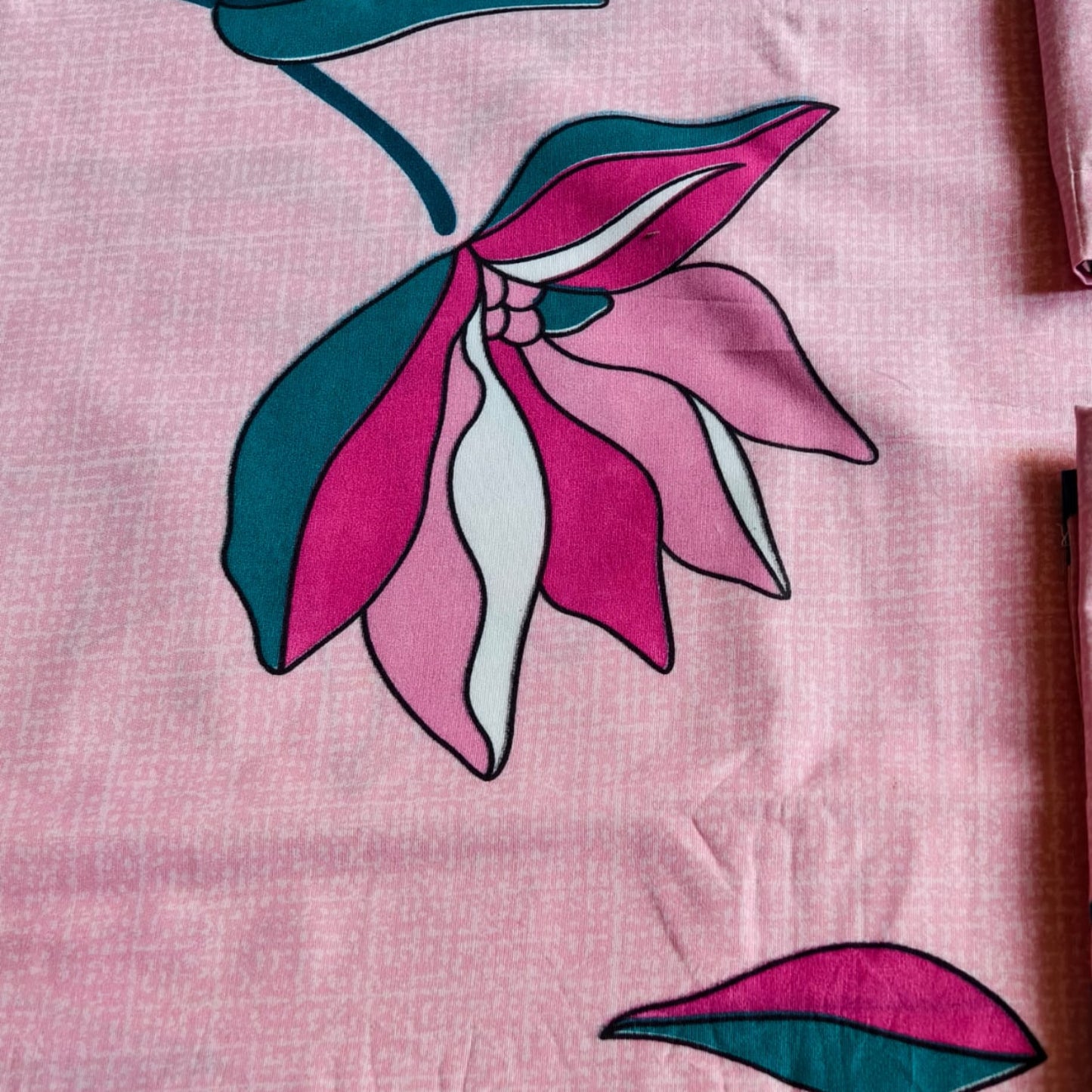 Floral Queen Glaze  Cotton Bedsheet — Pink