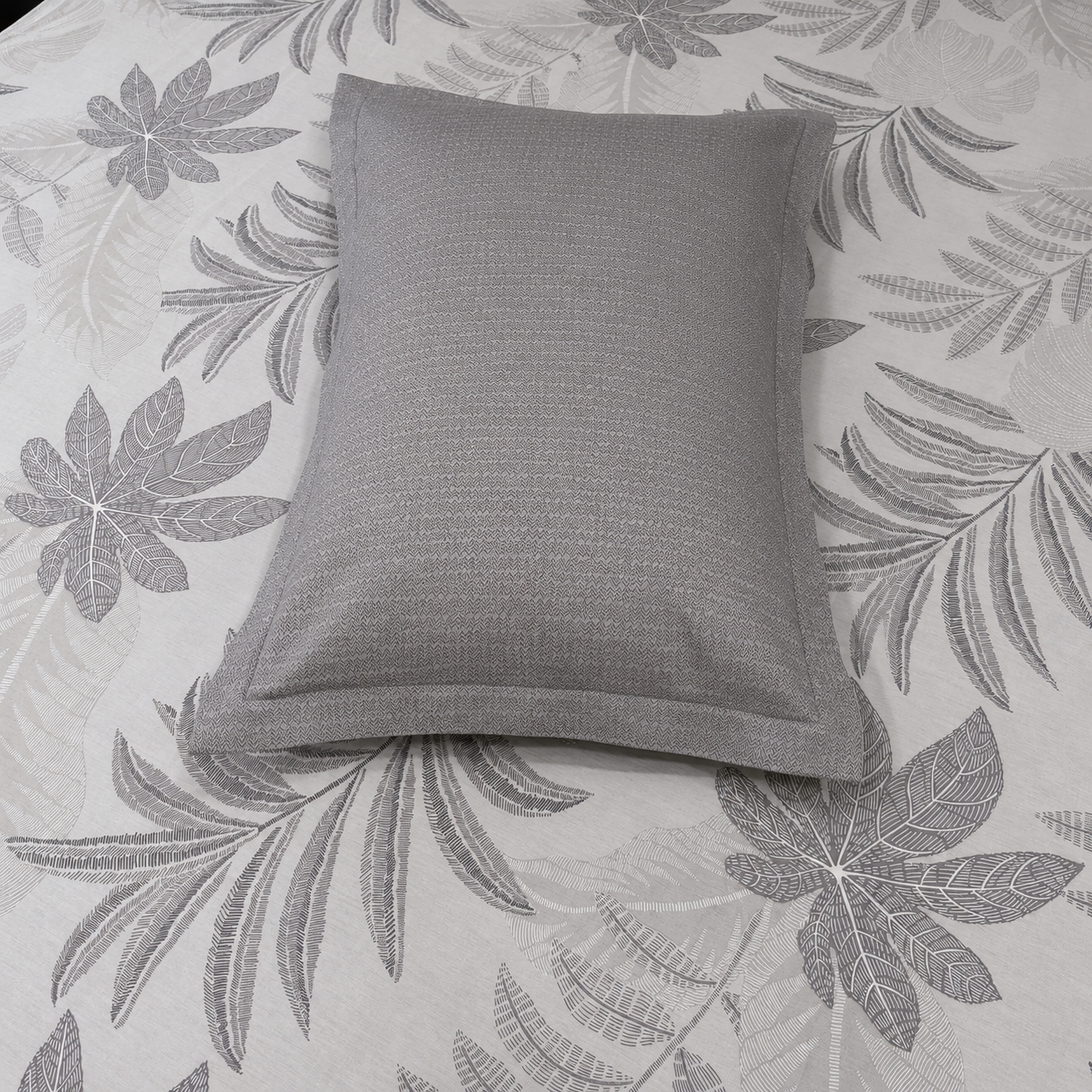 Floral Queen Pure Cotton Bedsheet —Grey