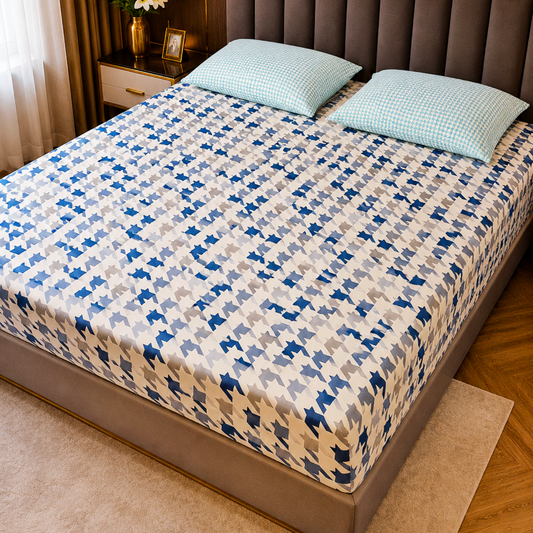 Geometric King Pure Cotton Bedsheet —Checkered