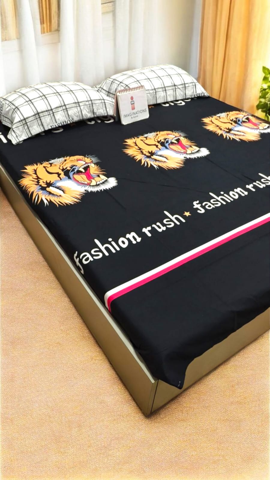 Kids Queen Glaze  Cotton Bedsheet —Roaring Tigers