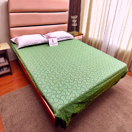 Geometric King Pure Cotton Bedsheet — Green