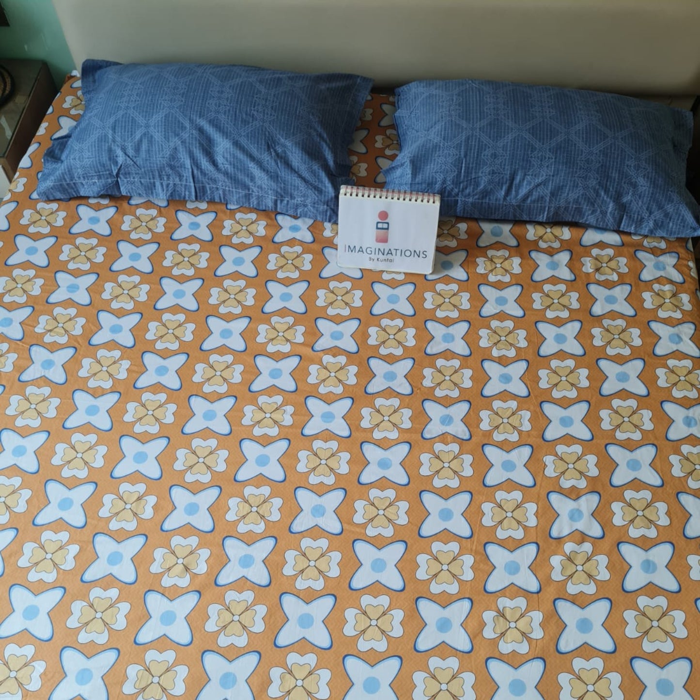 Floral King Pure Cotton Bedsheet —Orange