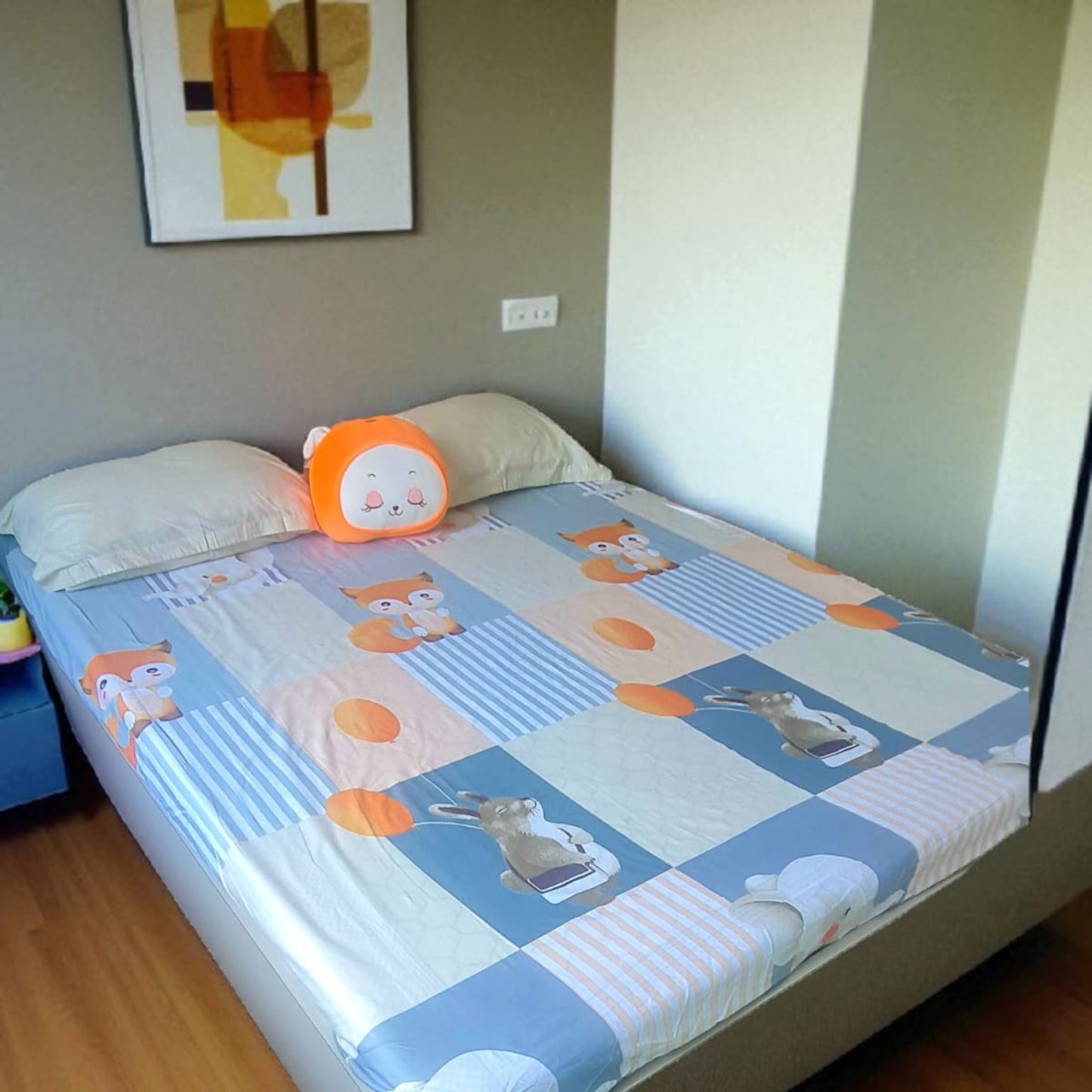 Tropical Animal Kids King Pure Cotton Bedsheet- Multicolour