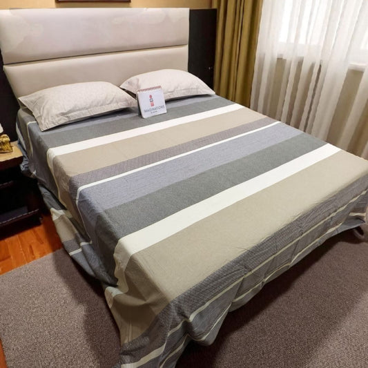 Geometric King Pure Cotton Bedsheet — Brown