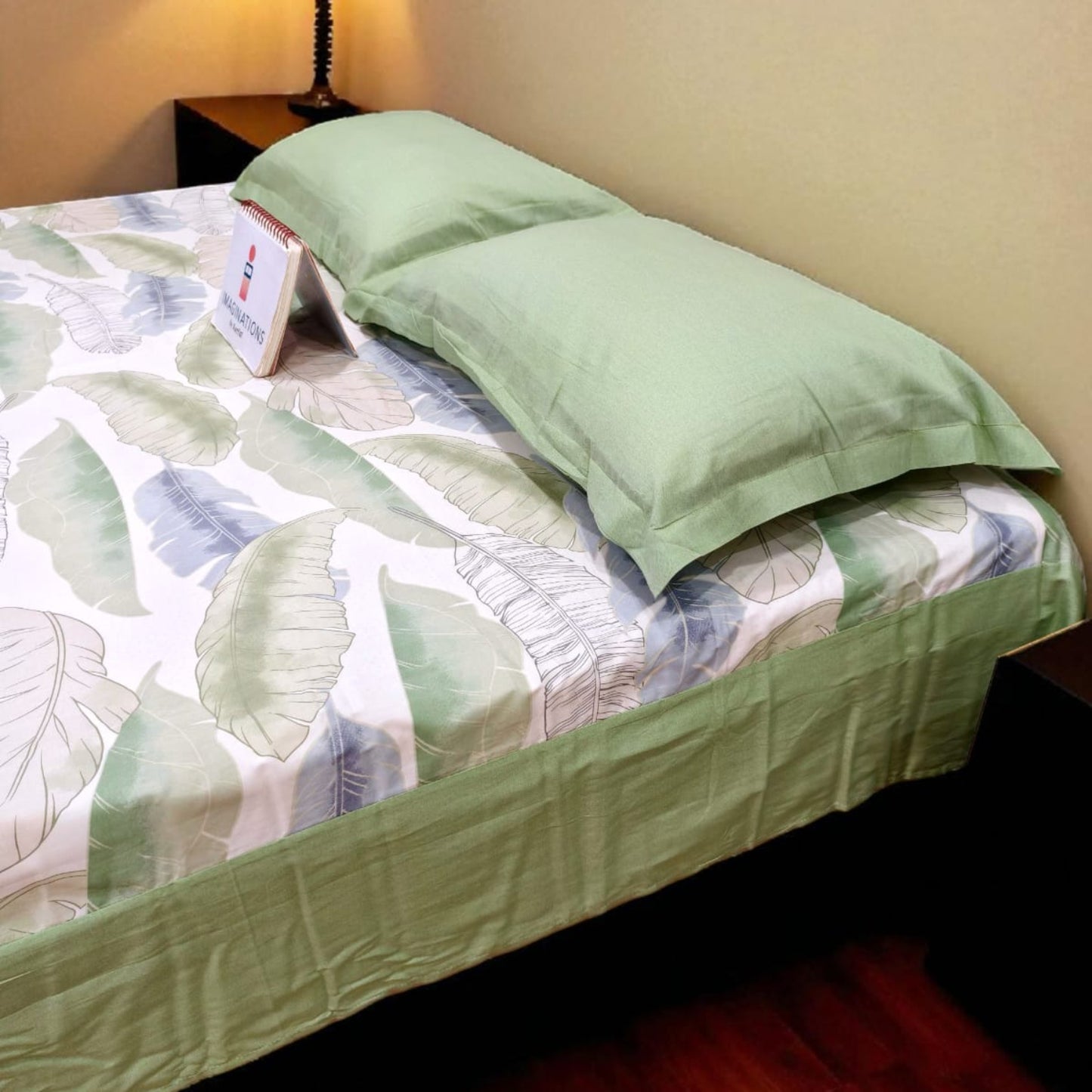 Floral King Pure Cotton Bedsheet — Green-G02