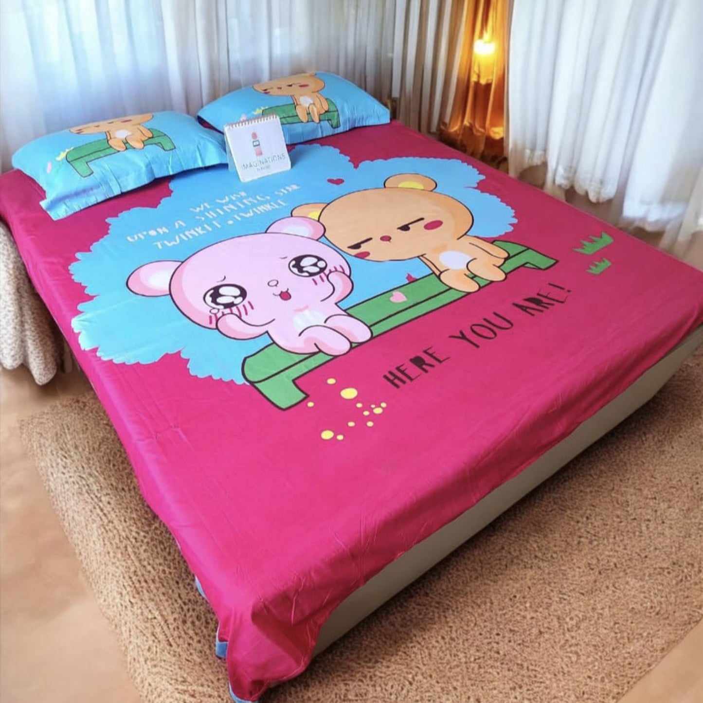 Kids Queen Glaze  Cotton Bedsheet —Cuddly Bears