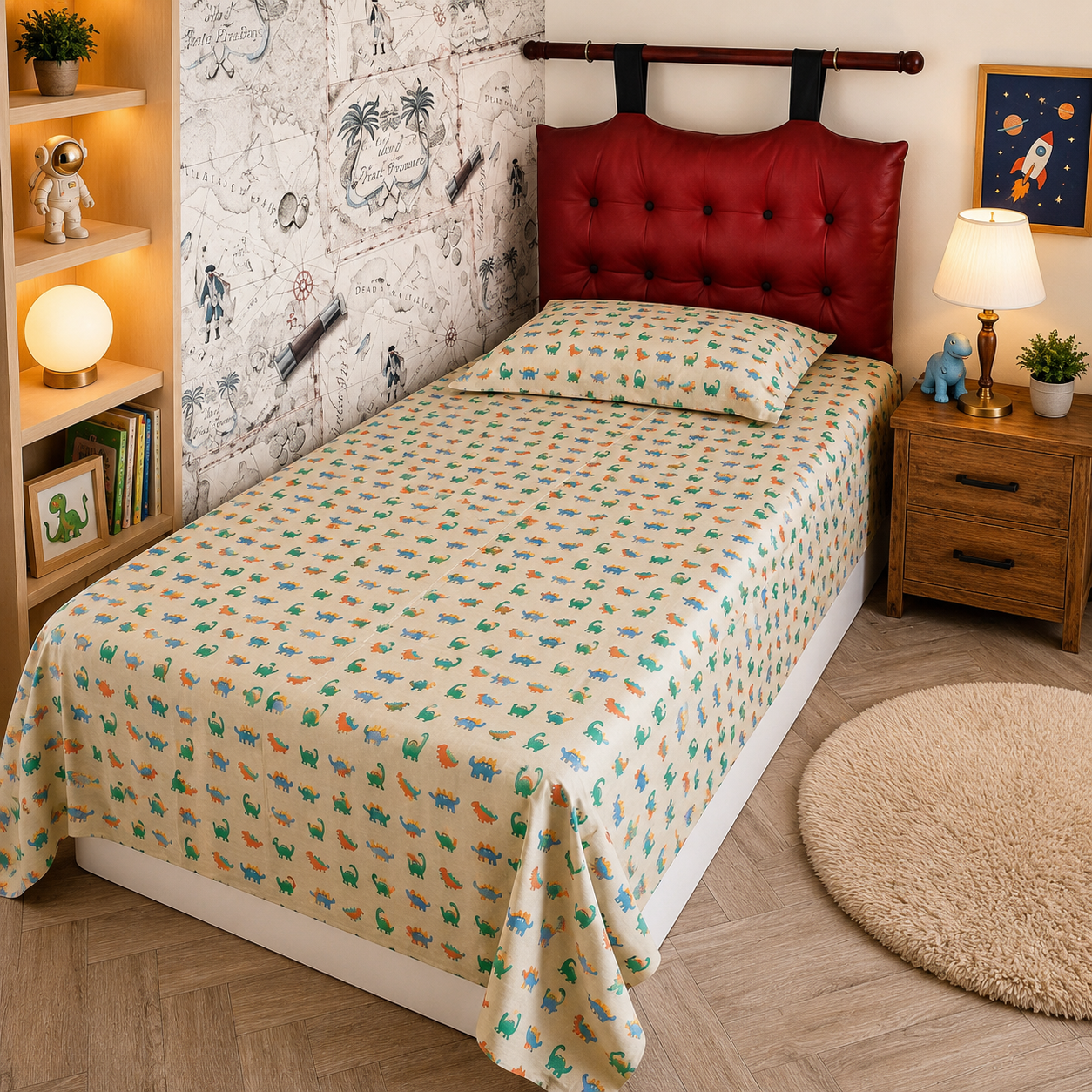 Kids Single Pure  Cotton Bedsheet — Baby Dinos