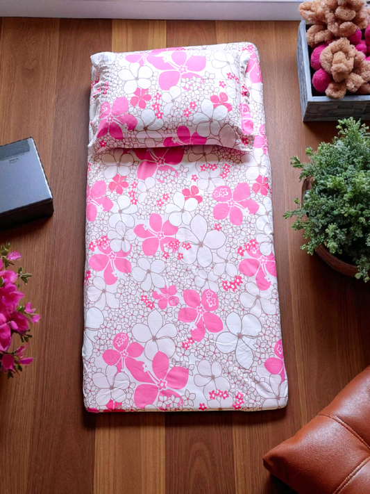 Floral Single Glaze  Cotton Bedsheet — Blush Pink