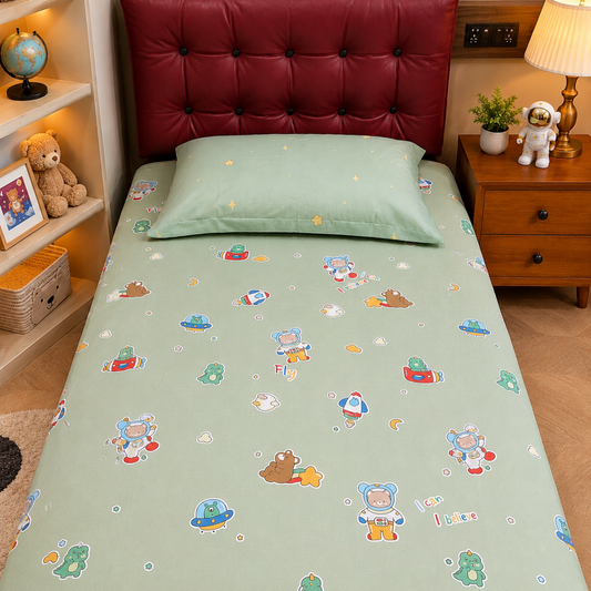 Kids Single Pure  Cotton Bedsheet — Astronaut Story