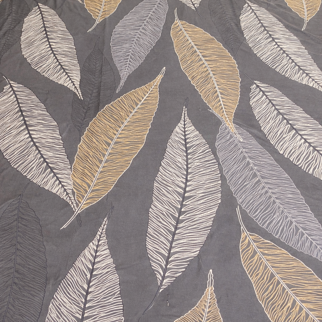Floral Queen Pure Cotton Bedsheet —Grey Leafy Print