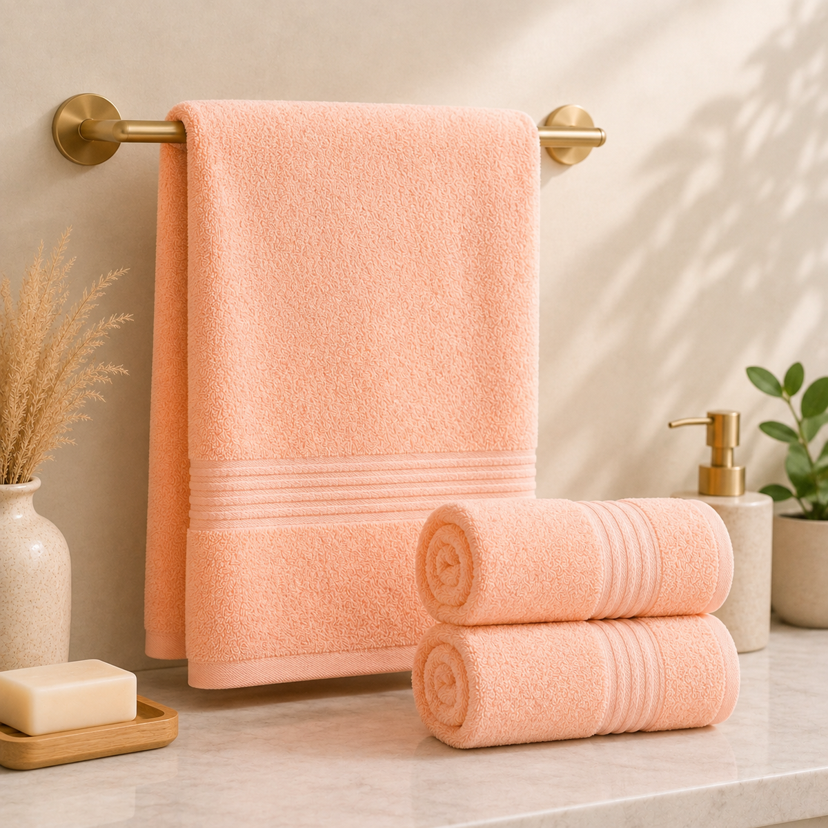 Bath Linen Celebration Hamper - Light Peach (1+2)