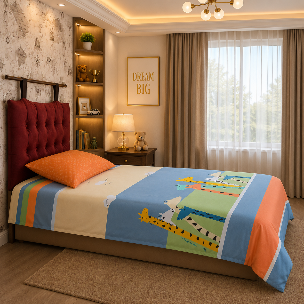 Kids Single Pure  Cotton Bedsheet — Jungle Safari