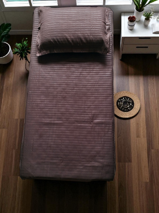 Geometric Single Glaze  Cotton Bedsheet — Brown Stripes