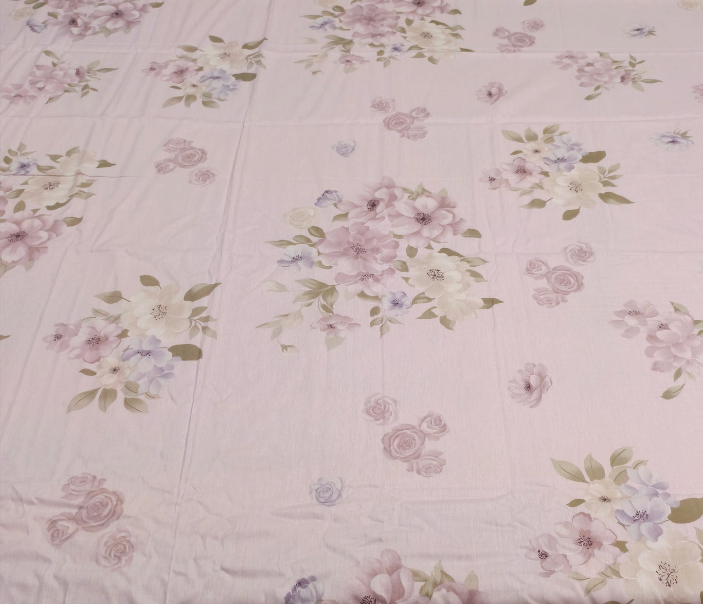 Floral Queen Pure Cotton Bedsheet —Pastel Pink