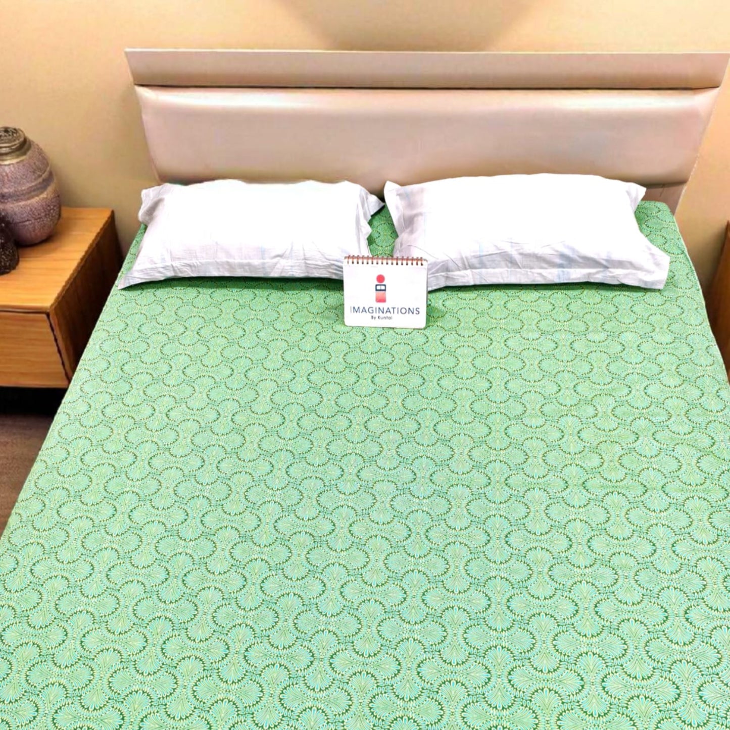 Geometric King Pure Cotton Bedsheet — Green