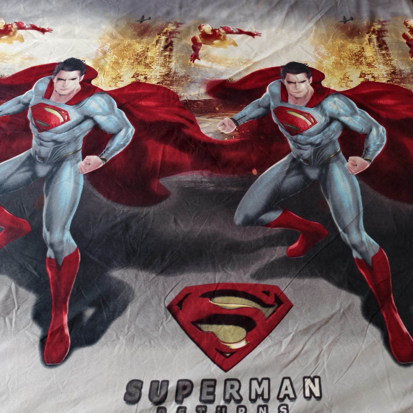Kids Queen Glaze  Cotton Bedsheet — Superman