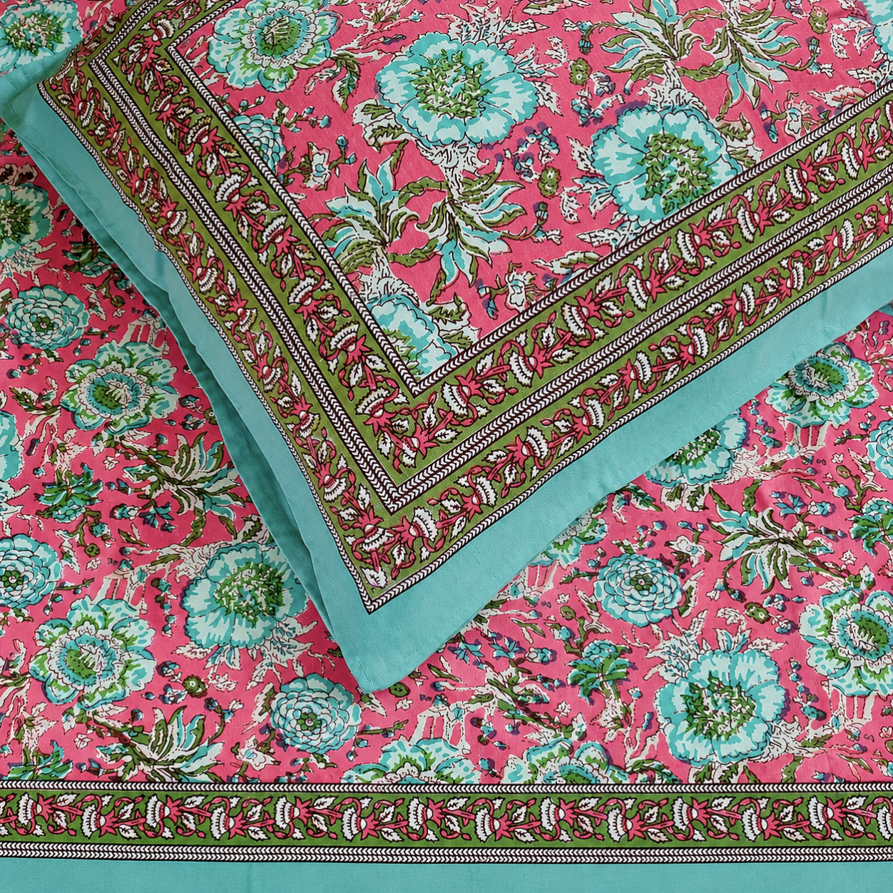 Floral Single Pure Cotton Bedsheet —Pink