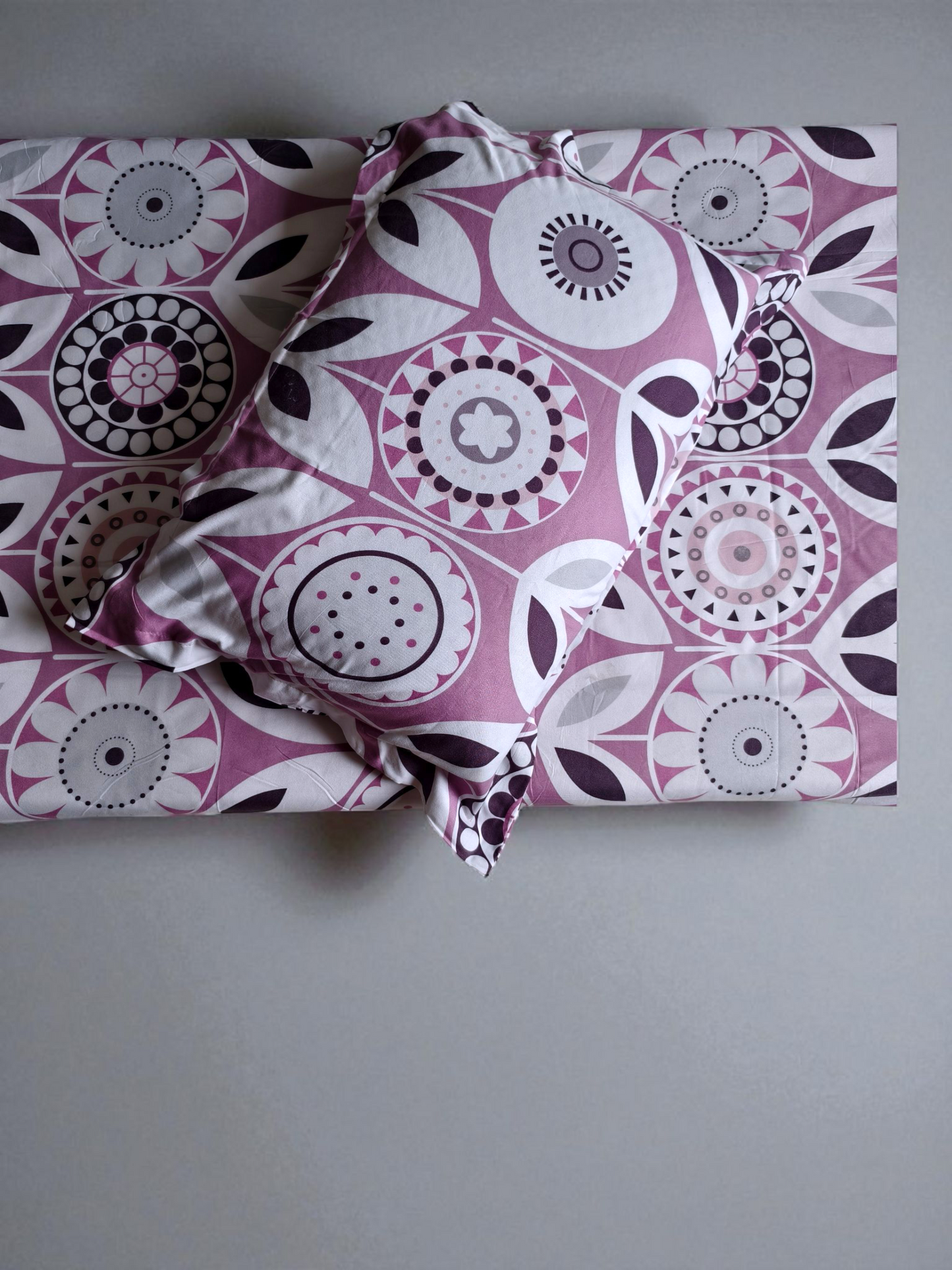 Floral Single Glaze  Cotton Bedsheet — Pink