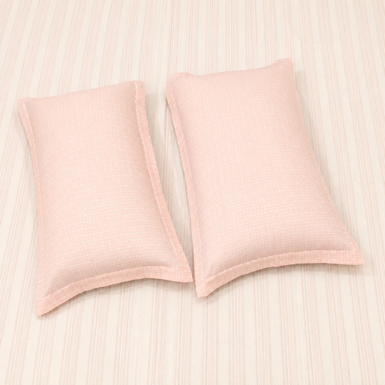 Geometric Queen Pure Cotton Bedsheet — Pink Stripes