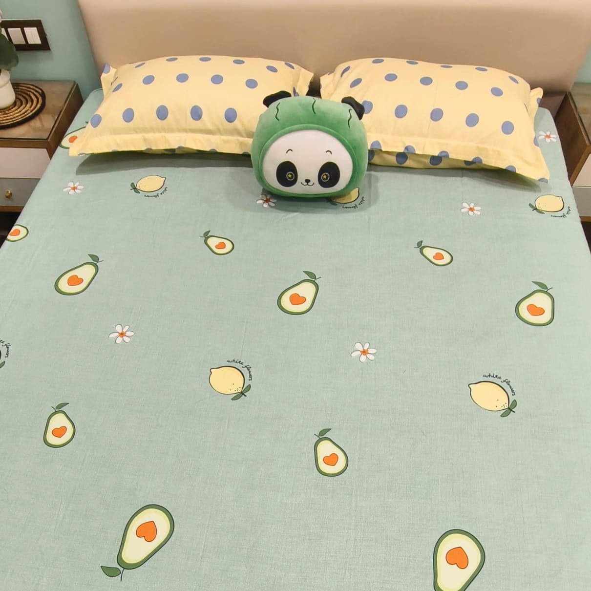 Kids Queen Glaze  Cotton Bedsheet —Fruity Fun