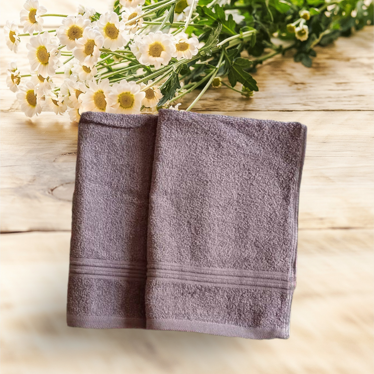 Premium Cotton Hand Towels-Grey (Pair)
