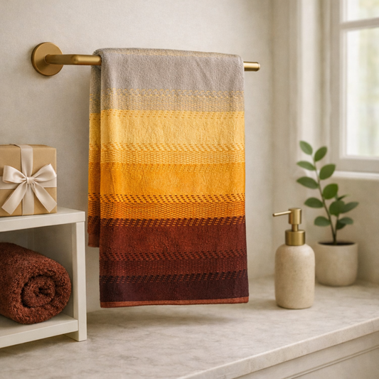 Ombre Cotton Bath Towel-Mustard Yellow