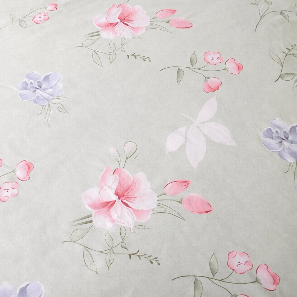 Floral Queen Glaze  Cotton Bedsheet —Mint Flowers