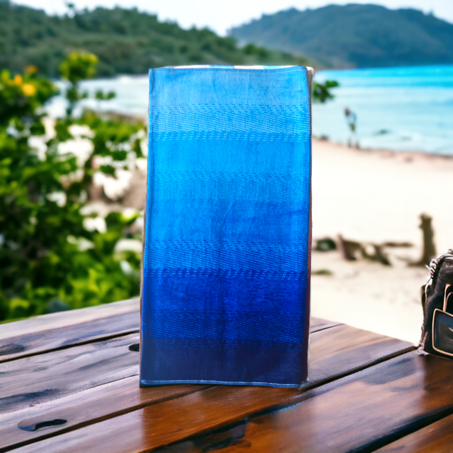 Ombre Cotton Bath Towel-Blue