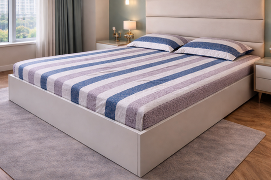 Geometric Queen Glaze  Cotton Bedsheet — Multistripes