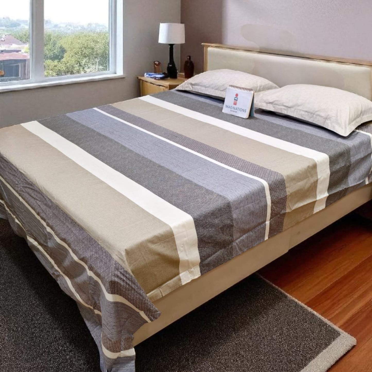 Geometric King Pure Cotton Bedsheet — Brown