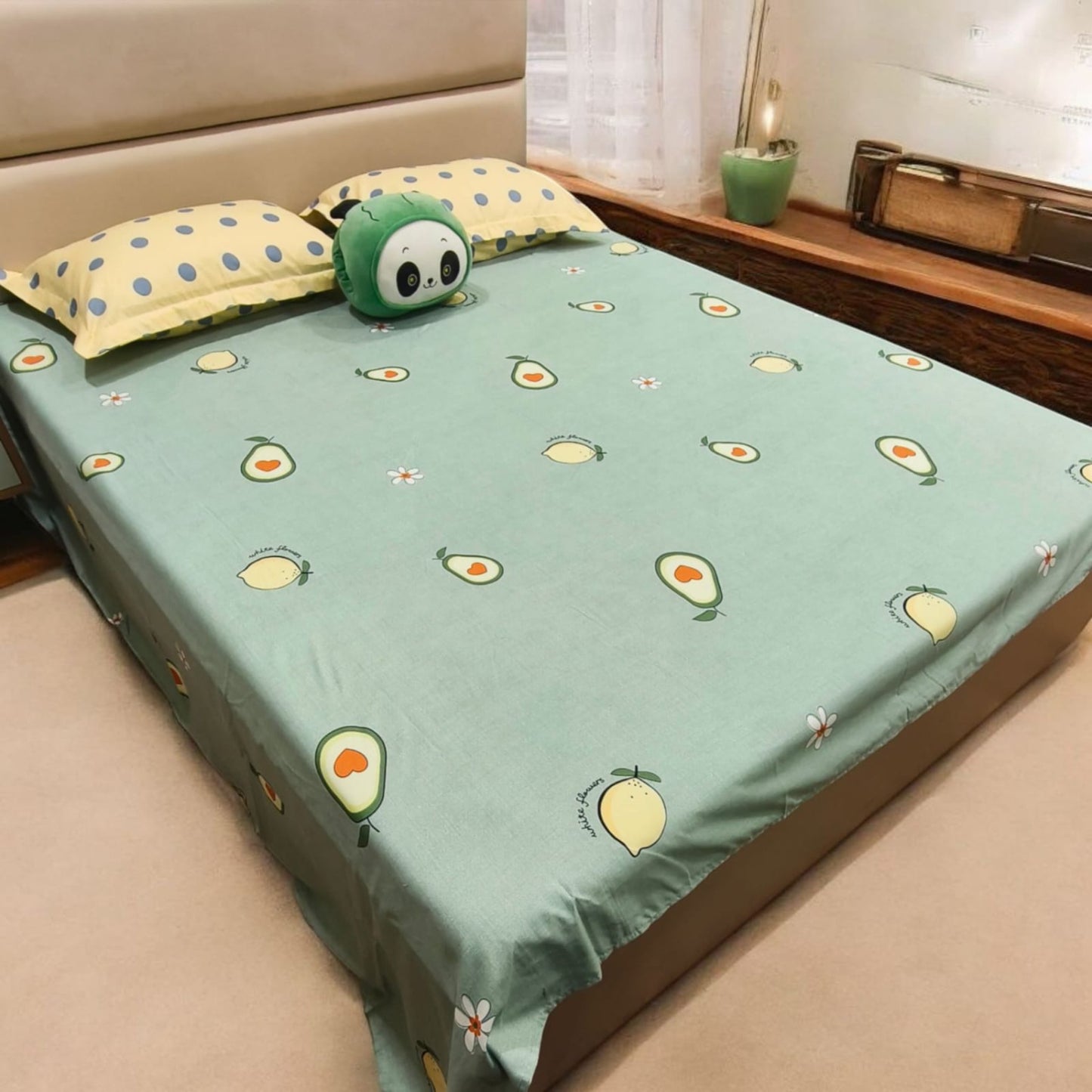 Kids Queen Glaze  Cotton Bedsheet —Fruity Fun