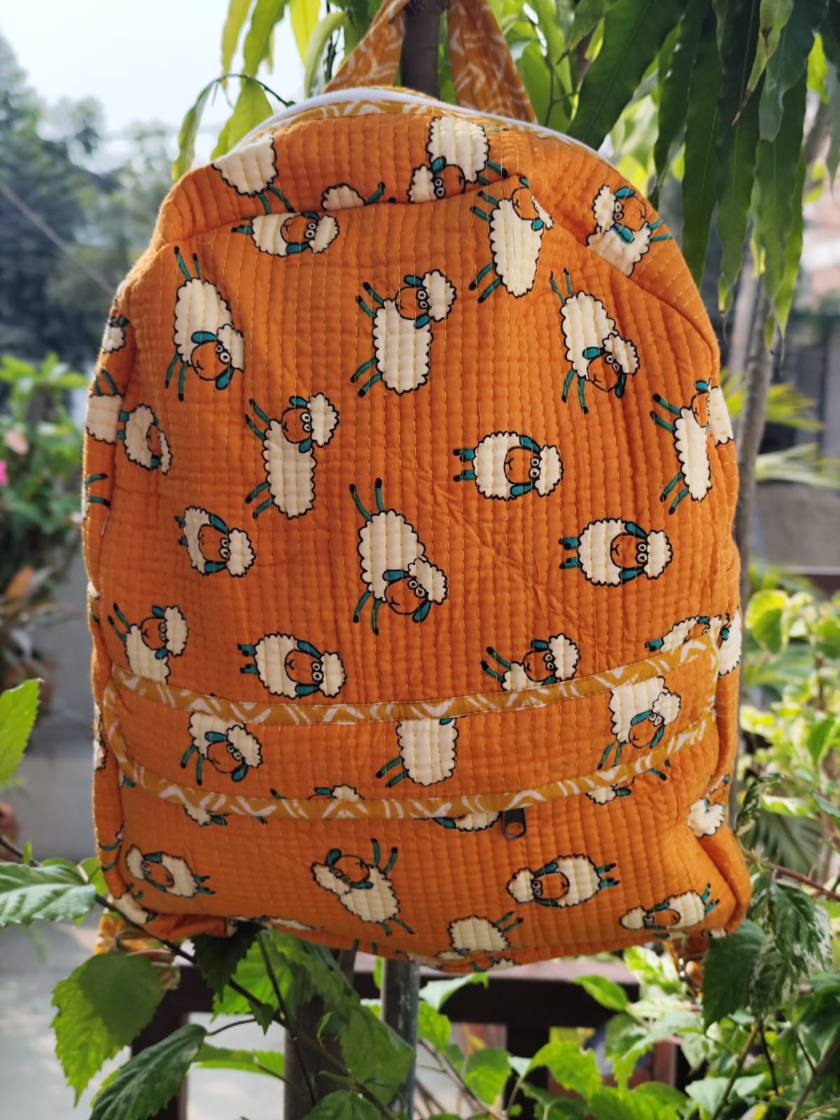 Sheep Kids  Zip Backpack- Orange