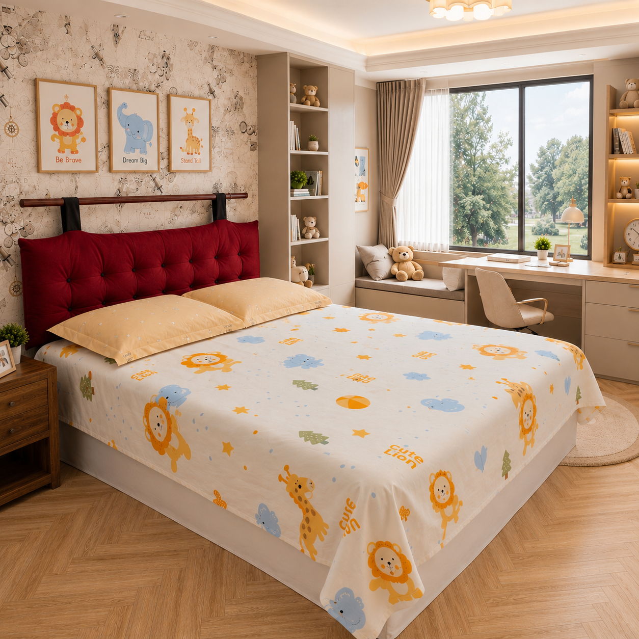 Jungle Love Kids King Pure Cotton Bedsheet-White