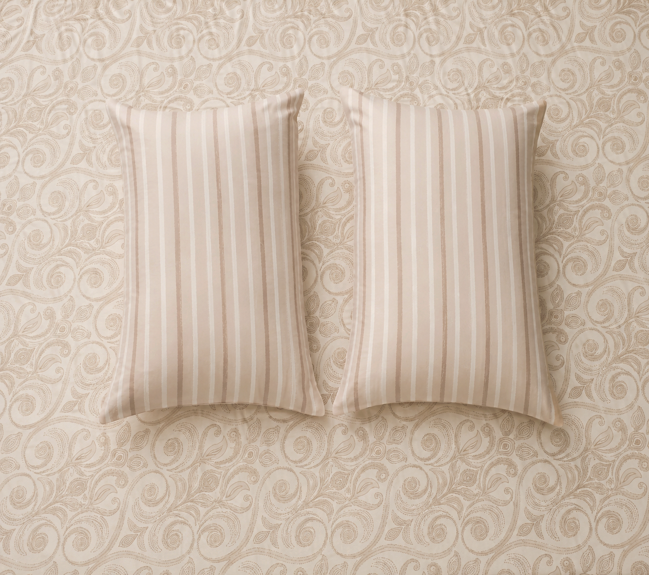 Geometric Queen Pure Cotton Bedsheet —Beige
