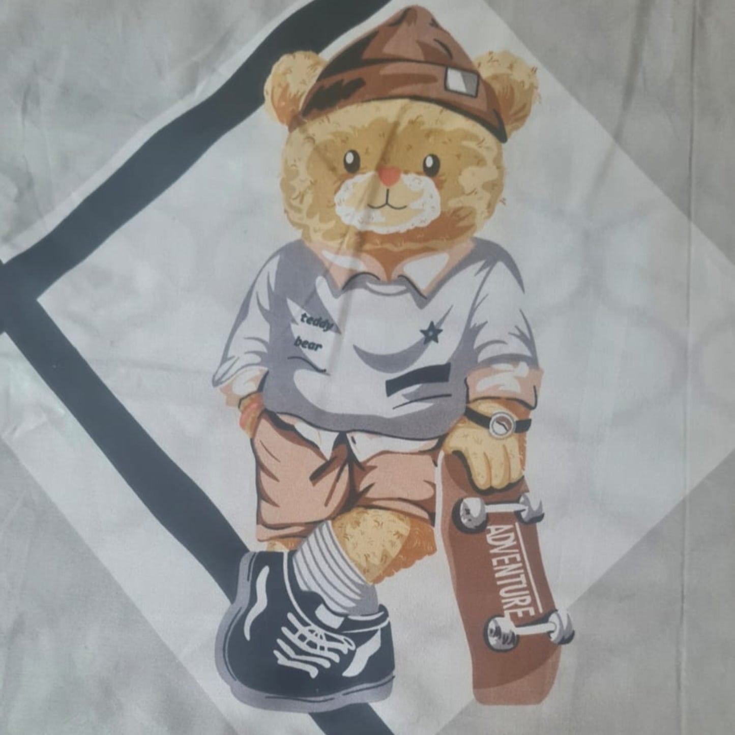 Wild Bear Kids King Pure Cotton Bedsheet- Multicolour -Brown