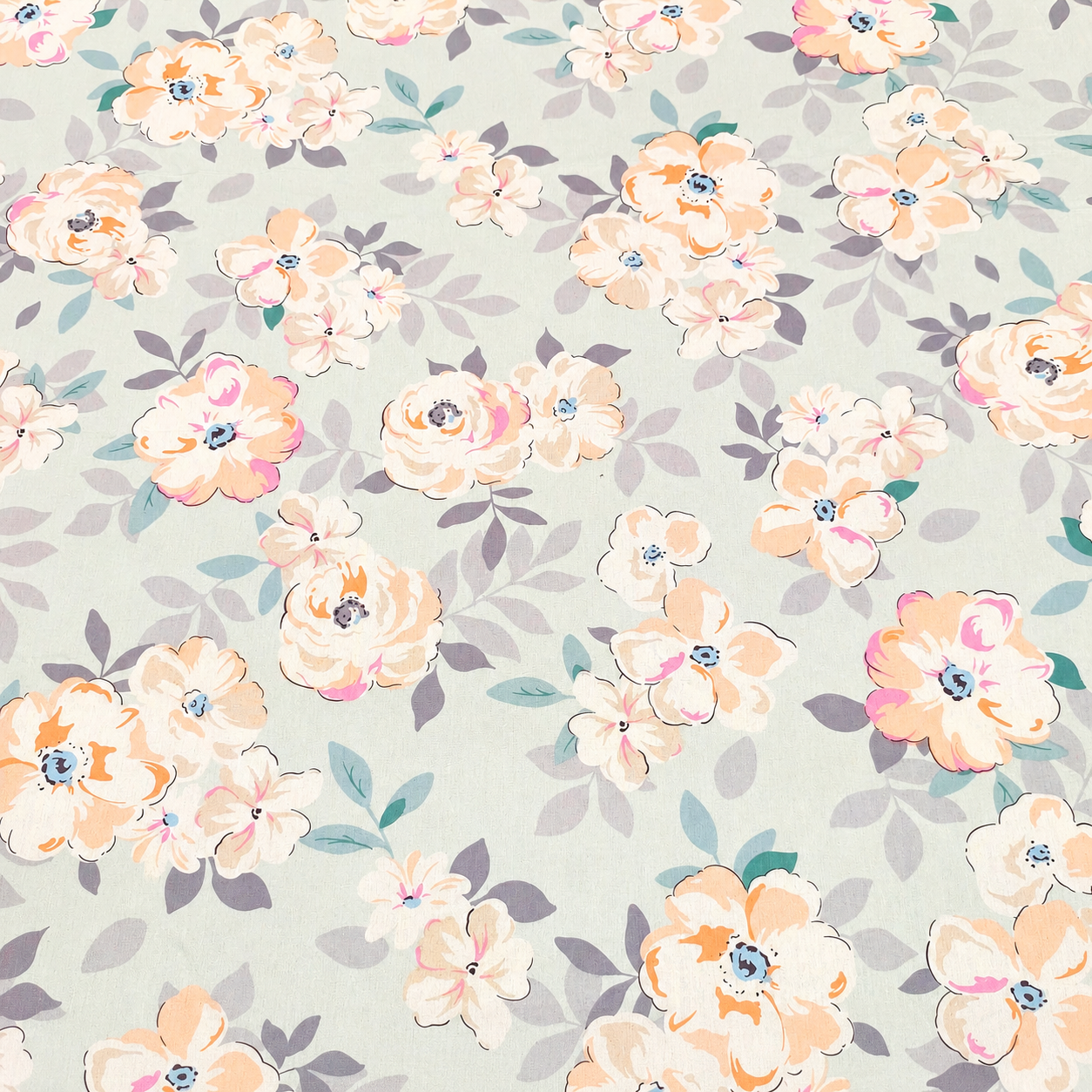 Floral Queen Pure Cotton Bedsheet —Pastel Green