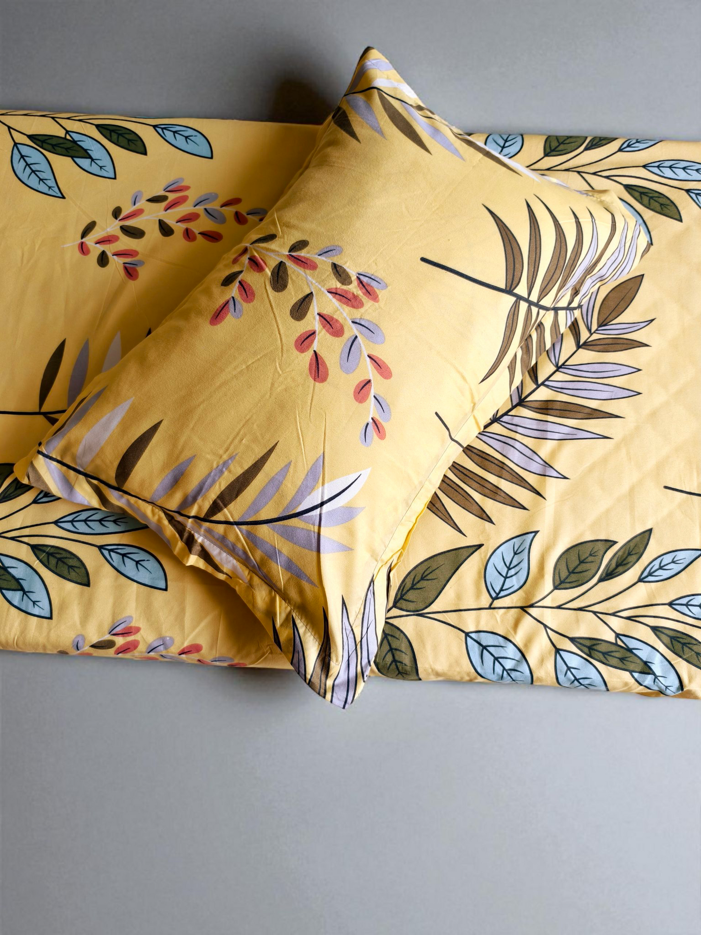 Floral Single Glaze  Cotton Bedsheet — Yellow