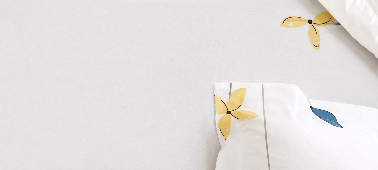 Floral King Pure Cotton Bedsheet — White-F02