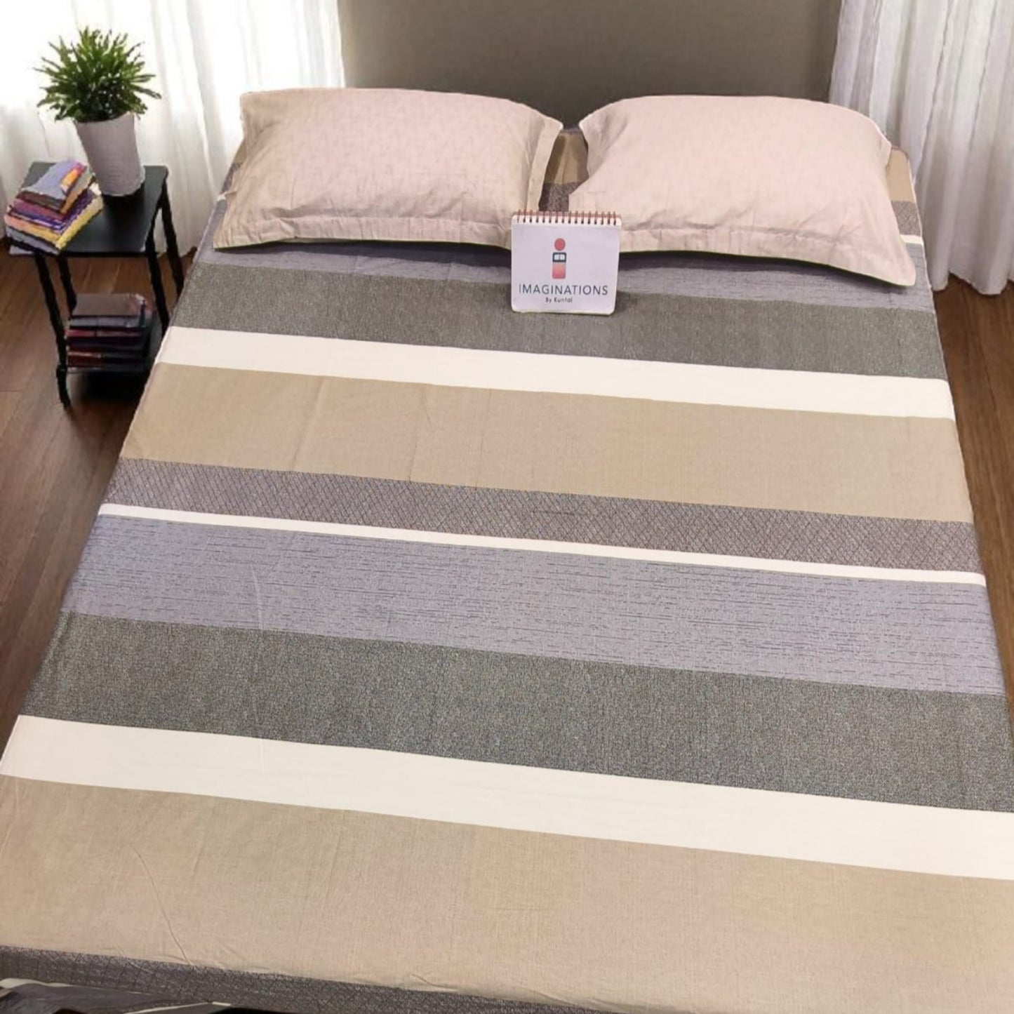 Geometric King Pure Cotton Bedsheet — Brown