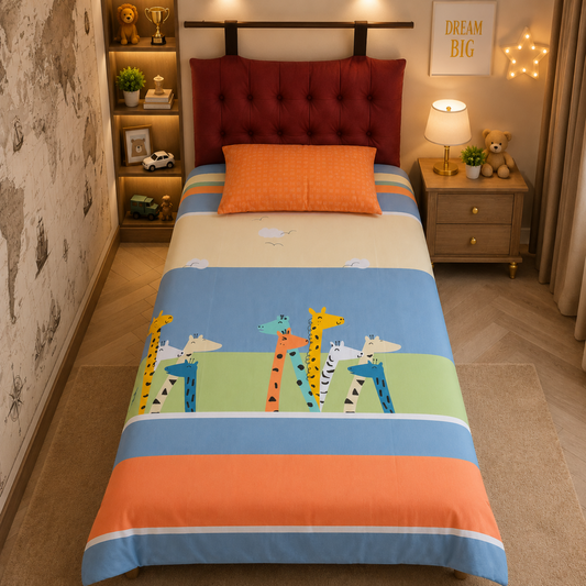 Kids Single Pure  Cotton Bedsheet — Jungle Safari