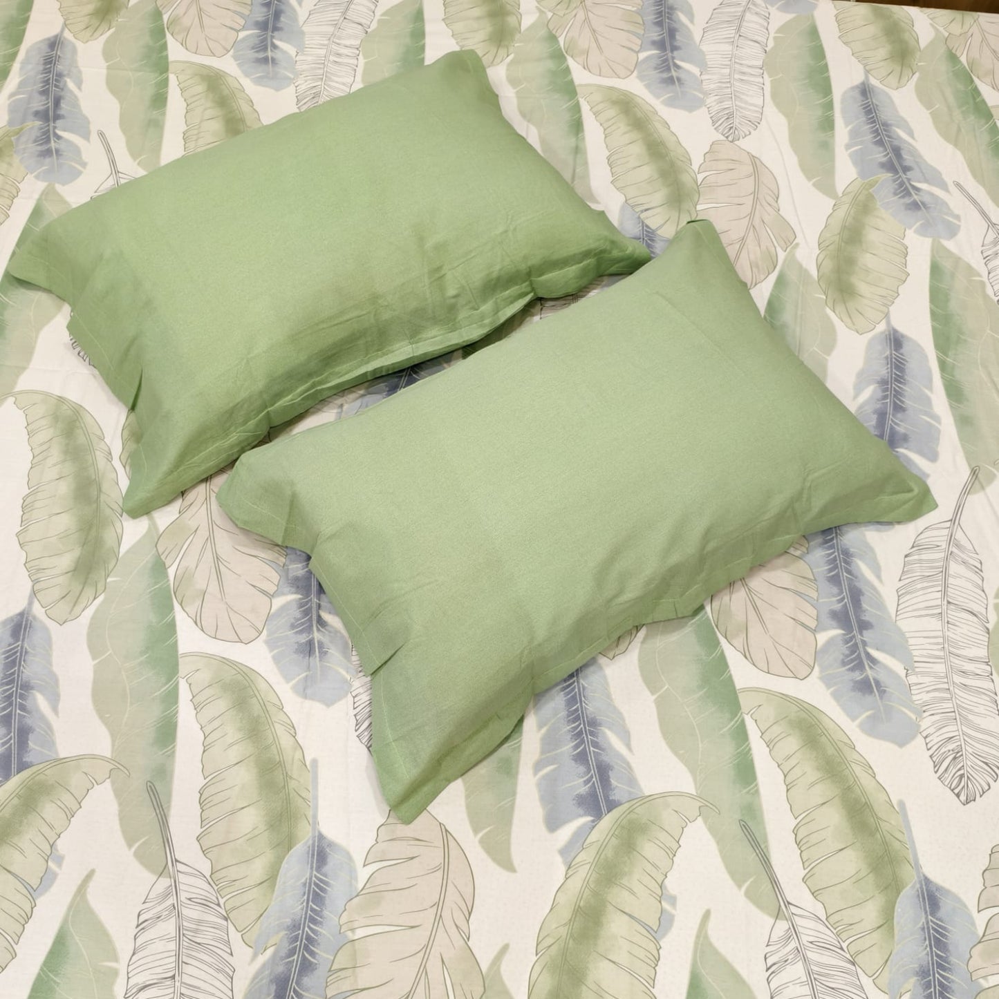 Floral King Pure Cotton Bedsheet — Green-G02