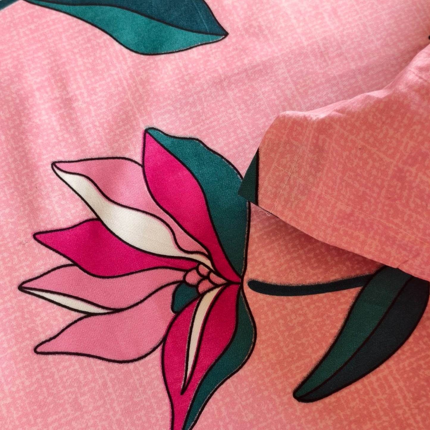 Floral Queen Glaze  Cotton Bedsheet — Pink